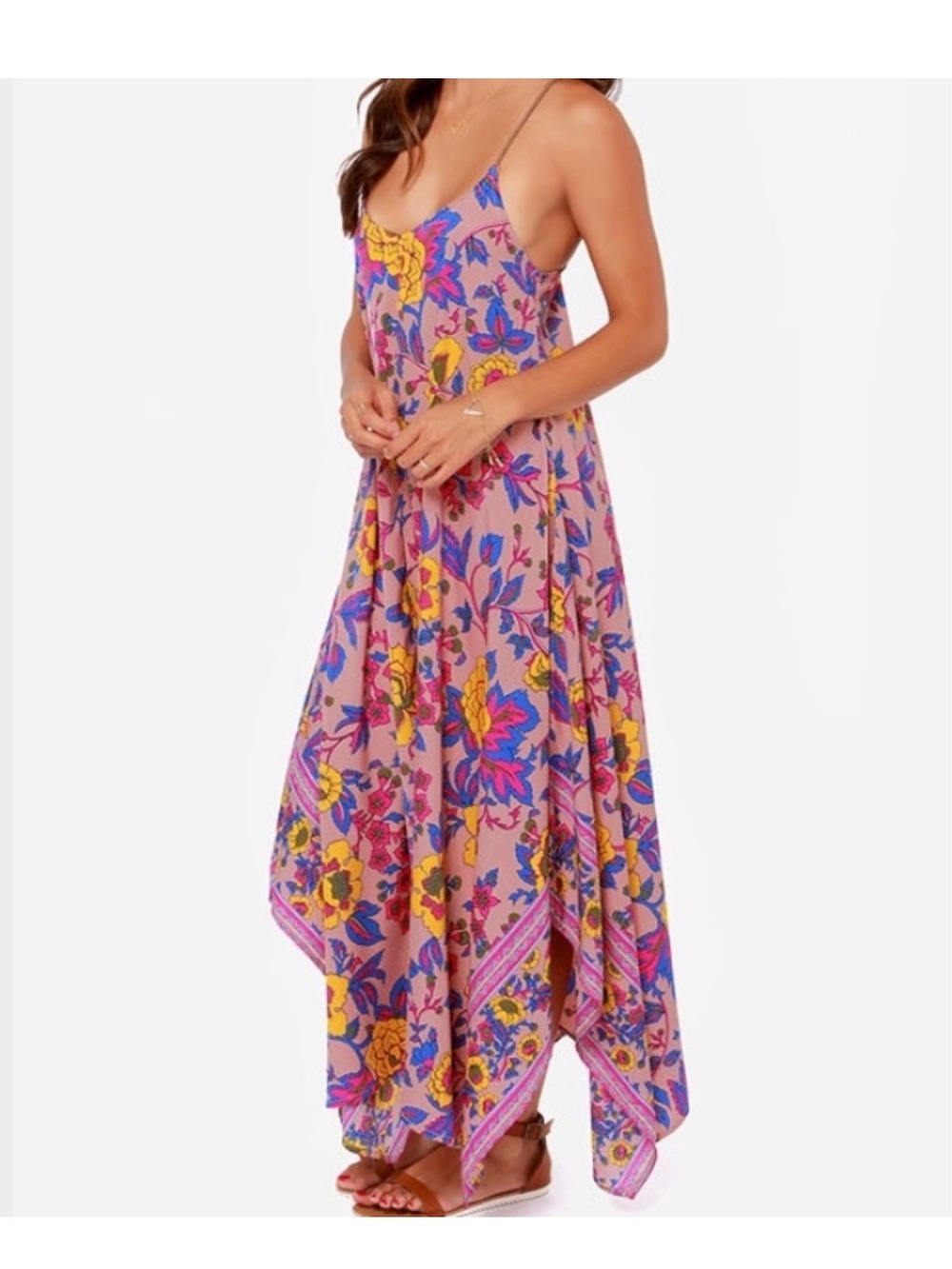 Billabong Floral Handkerchief Hem Sundress Maxi